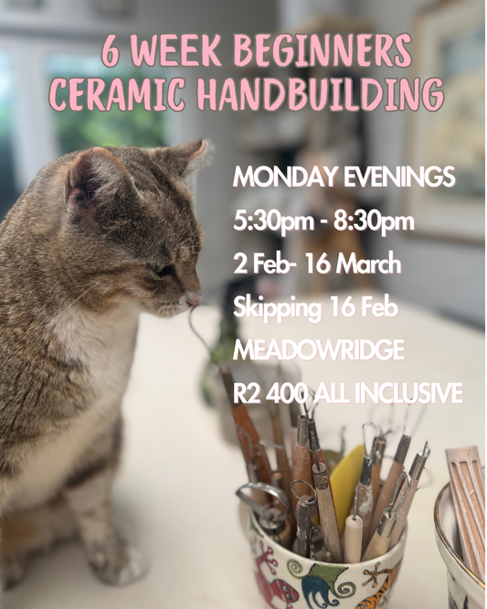 6 x 3 Hourly Beginner Ceramic Handbuilding Workshops - 2 February - 16 March